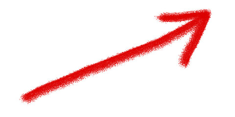 Hand drawn red arrow pointing towards the upper right corner on a black background illustration