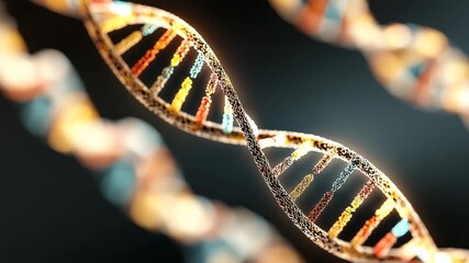 Rotating DNA Strand A Glimpse into Genetic Code and Biological Processes in 4K Detail - Powered by Adobe