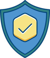 Modern Flat Shield Icon Representing Cybersecurity and Safe Technology