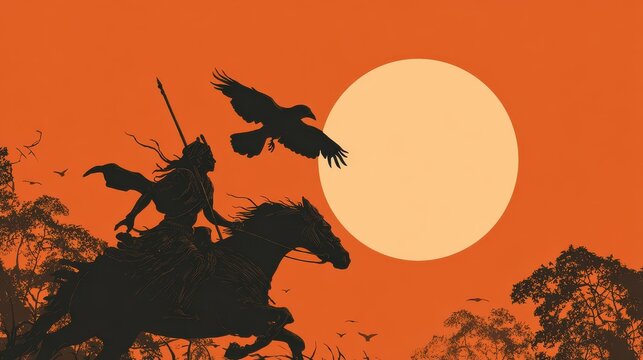 Shani Dev Riding on Crow Vector Illustration, no logos, no brands