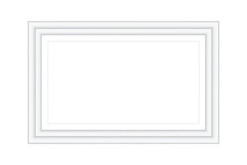 Fototapeta premium Realistic modern picture frame mockup black white empty square rectangle border blank poster on wooden wall background photo art presentation exhibition template in elegant interior room