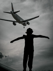 silhouette of a plane