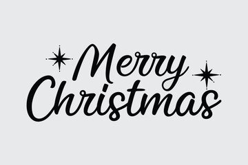 Merry Christmas Handwritten Text with Stars, Festive Holiday Greeting