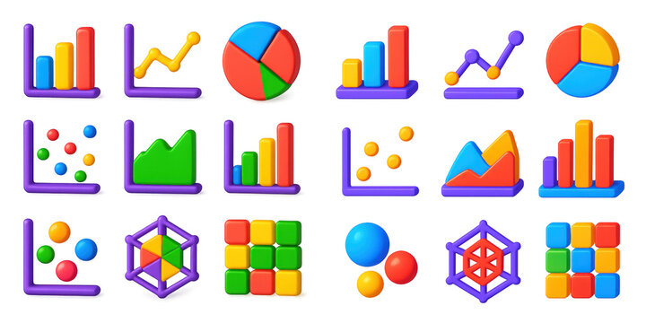 3D Chart Icon Grid