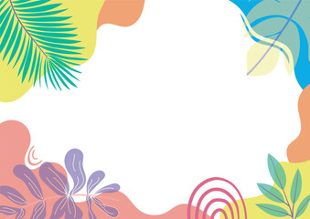 frame with flowers and leaves. summer sale banner. vector illustration	
