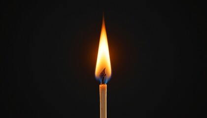 a single lit candle, its flame casting light against a dark background.