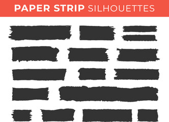 Set silhouettes of paper strip isolated on transparent background. Vector graphics