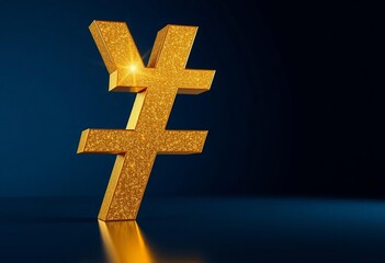 Obraz premium Golden Yen Currency Symbol with Sparkle Texture Yen symbol