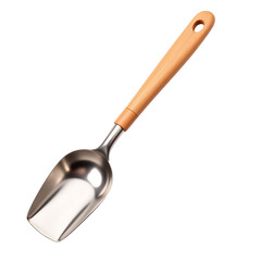 Fototapeta premium Coffee scoop handle with wooden grip for measuring ingredients on transparent background 
