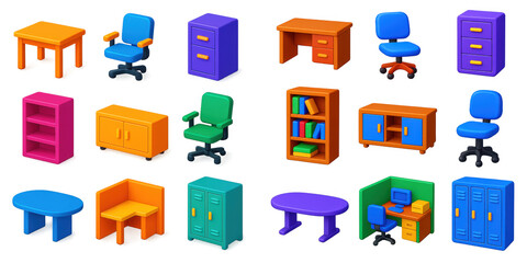 Obraz premium Colorful Office Icons