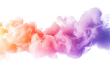 Fototapeta premium Abstract swirling smoke cloud with gradient colors from orange to purple isolated on transparent background