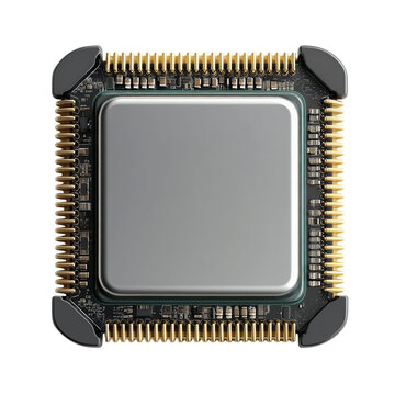Detailed Microprocessor on Transparent Background: PNG Image for Hardware and Computing Designs. Great for showcasing tech components in web design, marketing, and digital projects