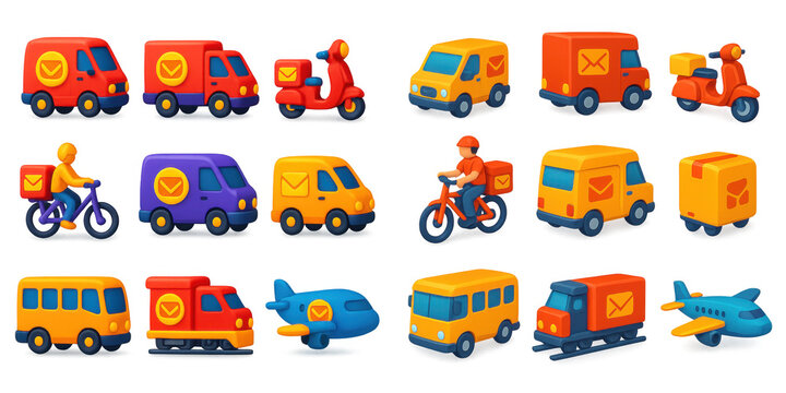 3D Postal Vehicle Icons