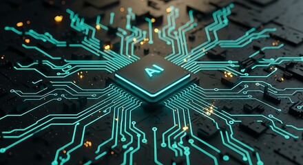 Ai artificial intelligence computer chip circuit board digitalization concept