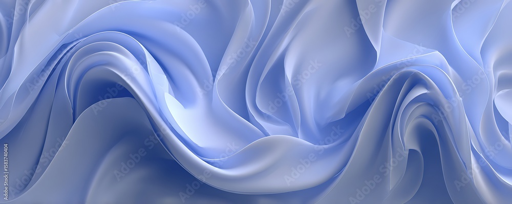 Poster Close up of light blue fabric with soft flowing waves and subtle gradients creating an abstract pattern