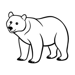 Simplified Standing Bear Outline Vector Illustration