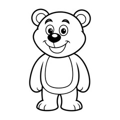 Fototapeta premium Adorable Standing Cartoon Bear with Enthusiastic Smile Line Art