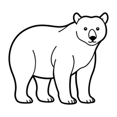 Minimalist Standing Bear Looking Forward Line Art Illustration