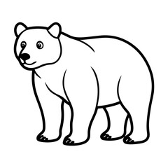 Sweet Cartoon Bear Standing with Subtle Smile Outline