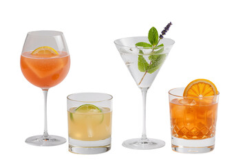 Chic Cocktails: A Classy Beverage Collection for Festive Gatherings,  isolated on a transparent...