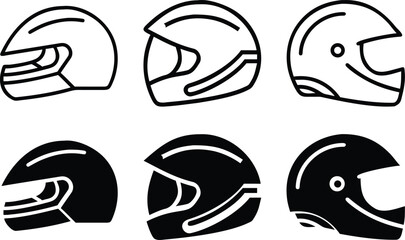 Motorcycle Helmet Line Art Profile – Minimalist Vector Technical Drawing