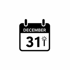 New Year's eve calendar icon. December thirty first. Symbol of celebration and holiday countdown.