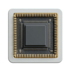 Detailed Microprocessor on Transparent Background: PNG Image for Hardware and Computing Designs. Great for showcasing tech components in web design, marketing, and digital projects
