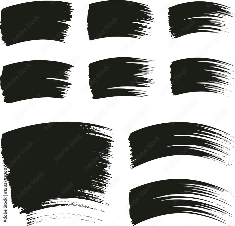 Aufkleber black brush strokes set against a white background creating an abstract artistic composition design 