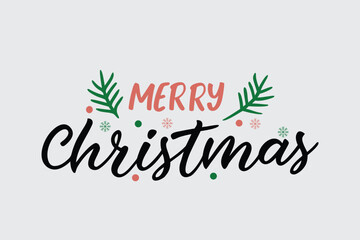 "Merry Christmas Typography with Green and Red Decorative Elements"