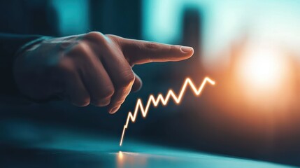 Economic risk recession Hands of an economist pointing at a chart with a steep decline, symbolizing the impact of a global recession.