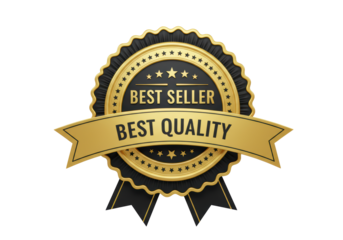 Isolated Best Seller and Best Quality Golden Badge