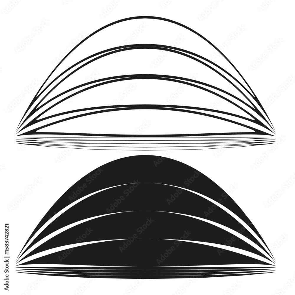 Poster abstract arched lines. dynamic curved shapes. modern decorative elements. vector art graphic.