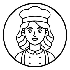Chef icon vector illustration isolated on transparent background, Female cook icon, Chef with a spoon and fork