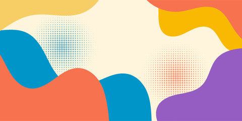 colorful abstract geometric wave pattern with dotted banner template. vector illustration