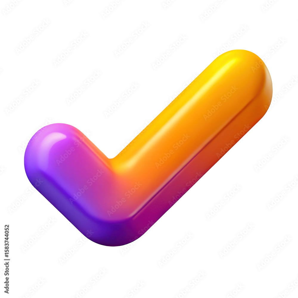 Poster 3d checkmark icon isolated on transparent background