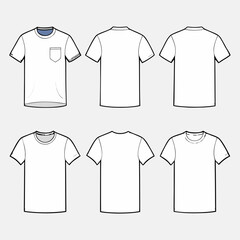 6 Editable T-Shirt Mockup Vector Set – Front, Back & Folded