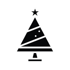 "Minimalist Black Christmas Tree with Star and Decorations"