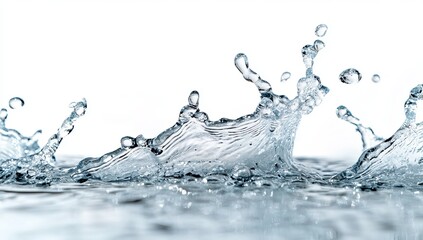 Water splash, white background, high-resolution photography .