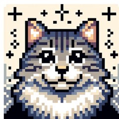 Pixel Art Black Cat in 16-Bit Style