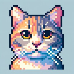 Pixel Art Black Cat in 16-Bit Style