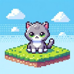Pixel Art Black Cat in 16-Bit Style