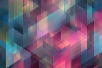 Vibrant abstract texture created from colorful geometric shapes blending shades of blue, pink, purple, and teal with overlapping transparency effects and dynamic visual depth