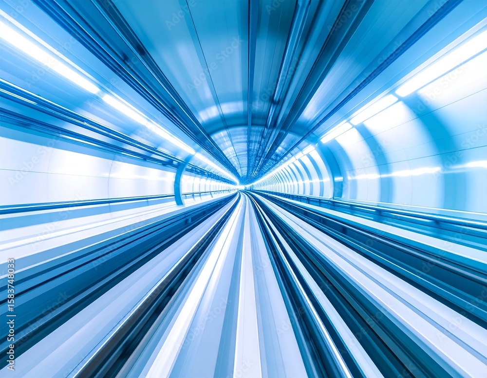Aufkleber dynamic view inside a futuristic hyperloop tunnel with light trails