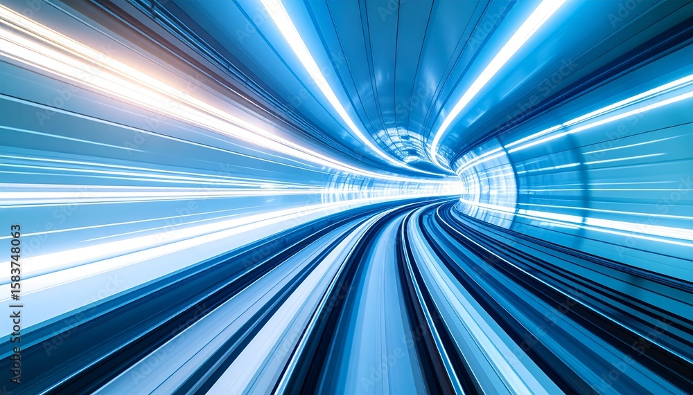Aufkleber futuristic hyperloop tunnel with dynamic light streaks and motion blur