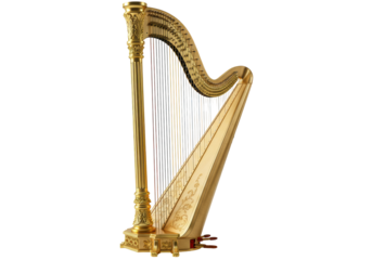 Isolated Ornate Golden Harp with Intricate Details