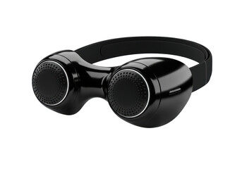 Isolated Futuristic Black Sleep Mask with Integrated Speakers