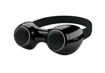 Isolated Futuristic Black Sleep Mask with Integrated Speakers