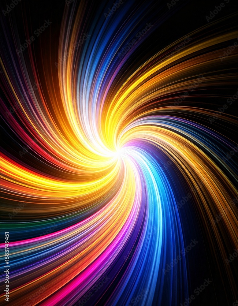 Poster colorful swirl of light rays creating an abstract design background