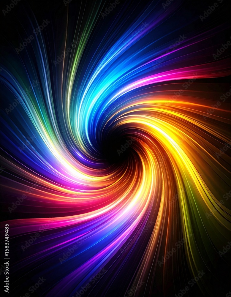 Poster colorful swirling light patterns creating dynamic abstract art piece