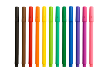 Colorful marker pens set isolated on transparent background